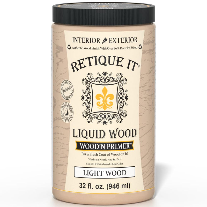 Retique It Wood'n Primer - Paint it then stain it - Stainable Wood Fiber Paint (Light Wood, Large) Light Wood 32 Fl Oz (Pack of 1)