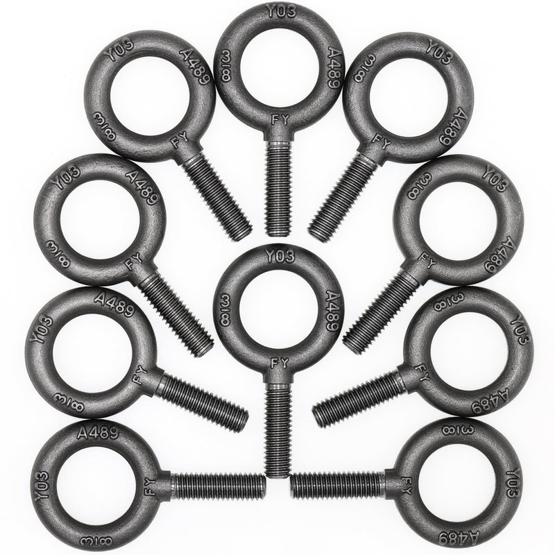 10 Pcs No-Shoulder Lifting Eye Bolts 3/8"-16 X 1-1/4"