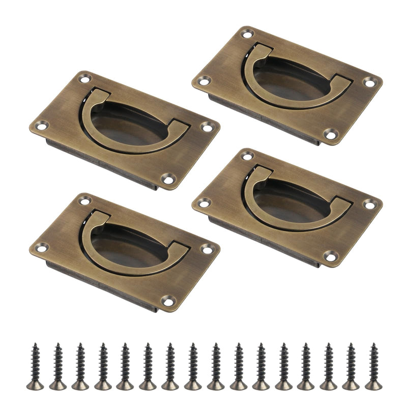 Antrader Recessed Pull Handle,Boat Flush Hatch Lift Ring Pull | Copper Construction,Flush Ring Pull with Screws for Boat Deck Hatch Handle Bronze