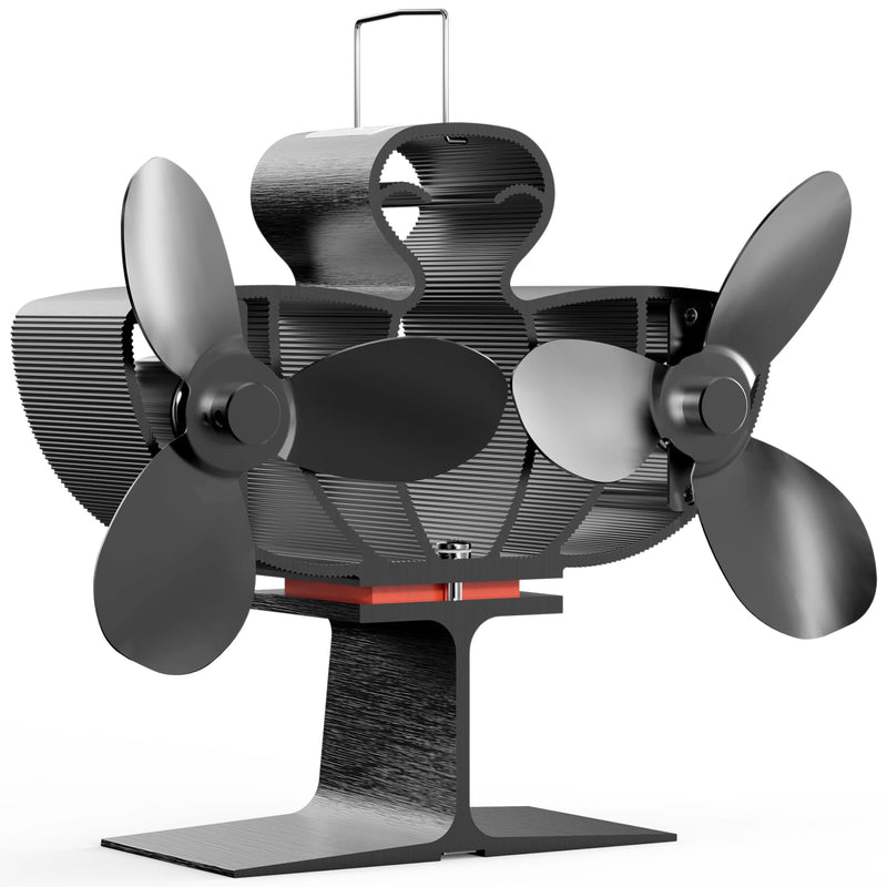 Wood Stove Fan Heat Powered, Dual Motor 6-Blade Fireplace Thermal Blower
