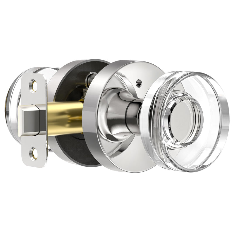 Crystal Door Knob Polished Chrome Interior Privacy Door Knobs Glass Interior Door Knob for Bedroom and Bathroom 1 Pack Privacy