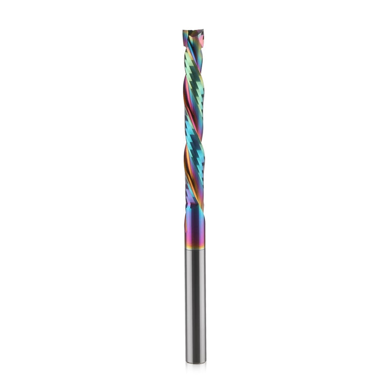 Extra Long Spiral Router Bits Up Down Compression Bit with DLC Coating, 1/4 inch Cutting Dia, 2" Cutting Length,1/4 inch Shank Solid Carbide CNC End Mill for Wood Carving Engraving Grinding Grooving