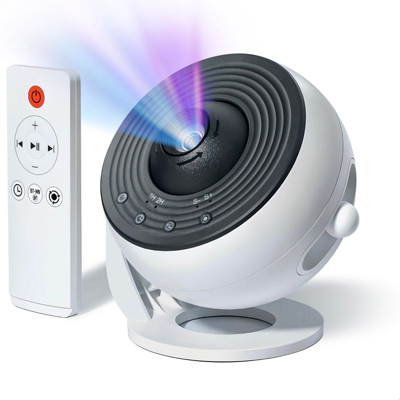 Star Projector Pro, Galaxy Projector for Bedroom, Wider Sharper Projection, 13 Theme Discs, 15 Sleep Aid White Noise, Remote, Timer, Bluetooth Play, White B-White Pro