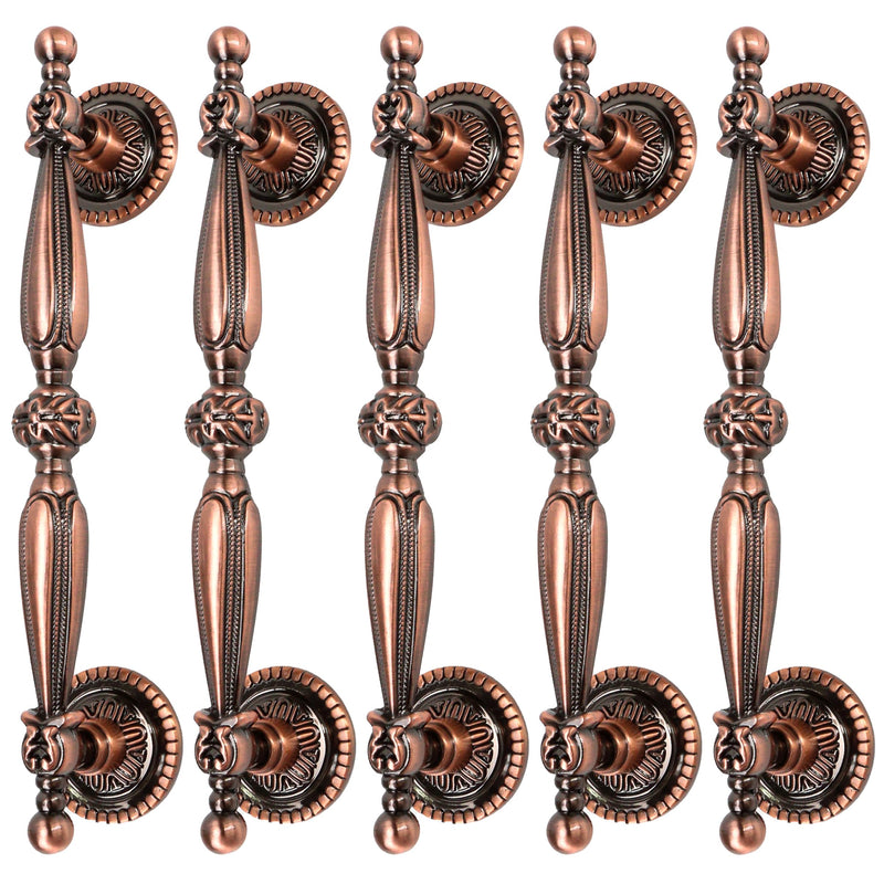 5 Packs of 5'' Bronze Vintage Cabinet Handles – Antique Copper Drawer Pulls, Euro Style Dresser Pull for Kitchen Furniture, Bedroom & Bathroom Hardware, 5''/128mm Hole Centers, 6.5 Inch Overall Length