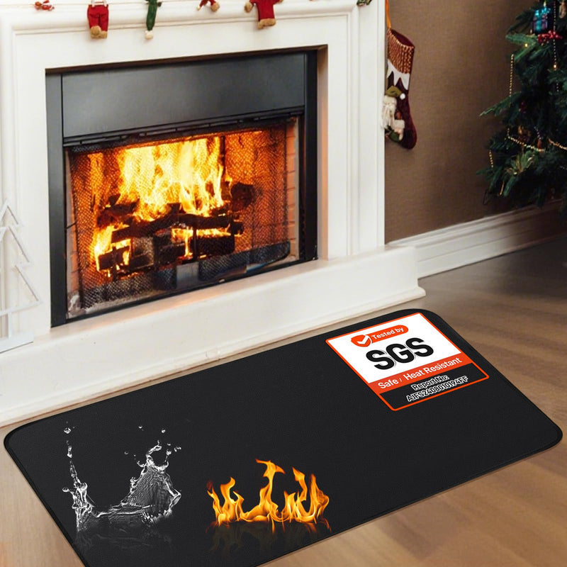 Fireproof Fireplace Rug for Home Protection, 3'6'' x 2' x 0.04'', Black 2' x 3'6" (Rectangular)