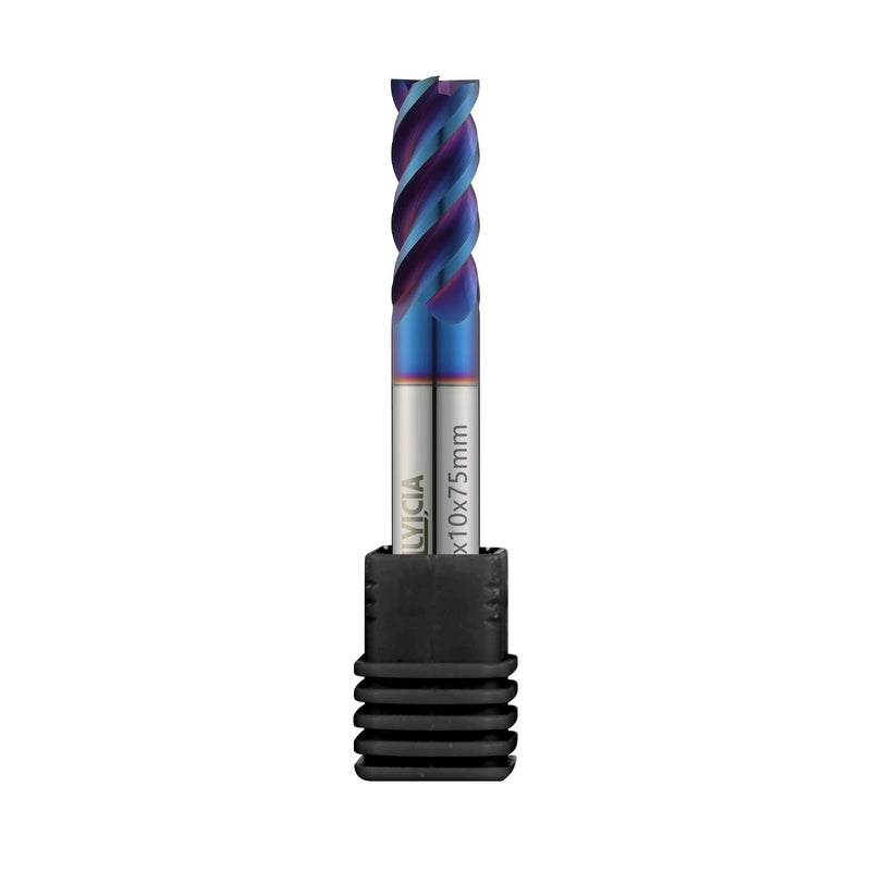 10mm Nano-Coated Tungsten Carbide End Mill CNC Milling Cutter Bits | 4-Flute Micro-Grain Endmills for Stainless Steel - HRC65，Metric Size 1 10mm