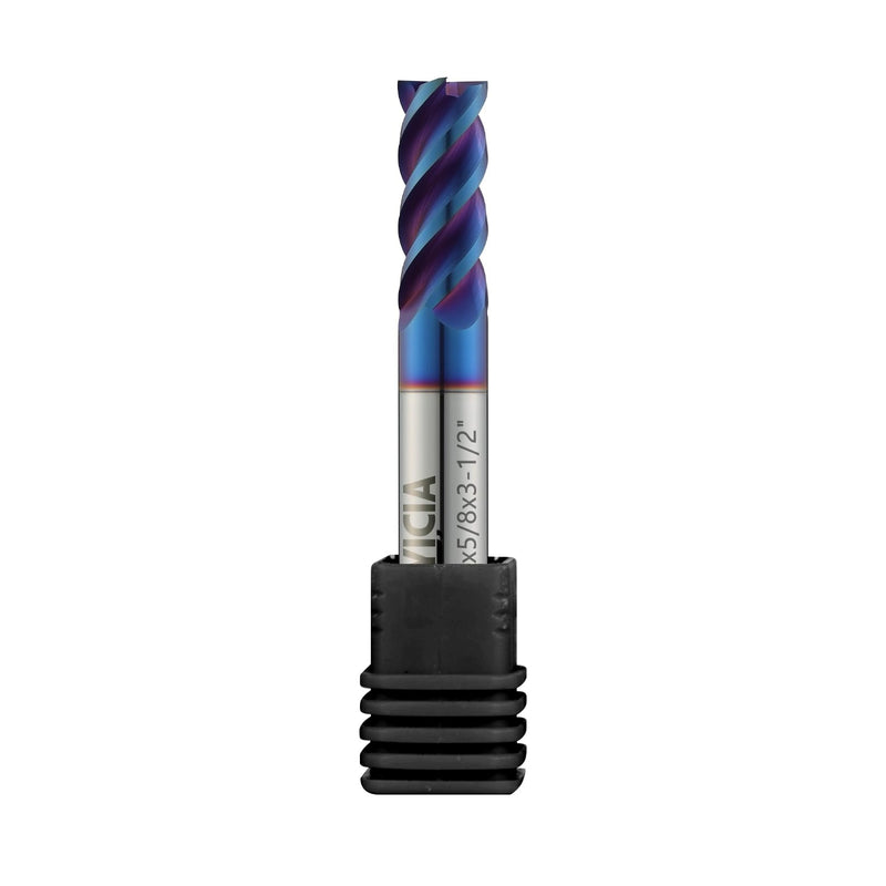 5/8" Nano-Coated Tungsten Carbide End Mill, 4 Flute Micro-Grain Endmills CNC Milling Cutter Bits for Stainless Steel -HRC65 1 5/8 in