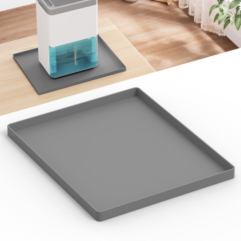 Dehumidifier Mat for Home Dehumidifiers, Mini Dehumidifier Drain Pan Prevent Leaks, Waterproof De humidifier Tray, Non-Slip Drain Mat Prevents Water from Pooling Underneath, Grey, 12"x10"