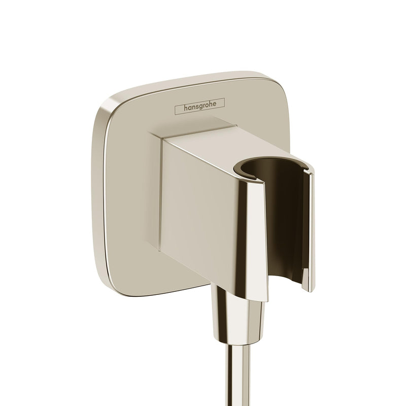 hansgrohe FixFit Q Handheld Shower Wall Outlet 1/2-inch Thread Connection in Polished Nickel, 26887831