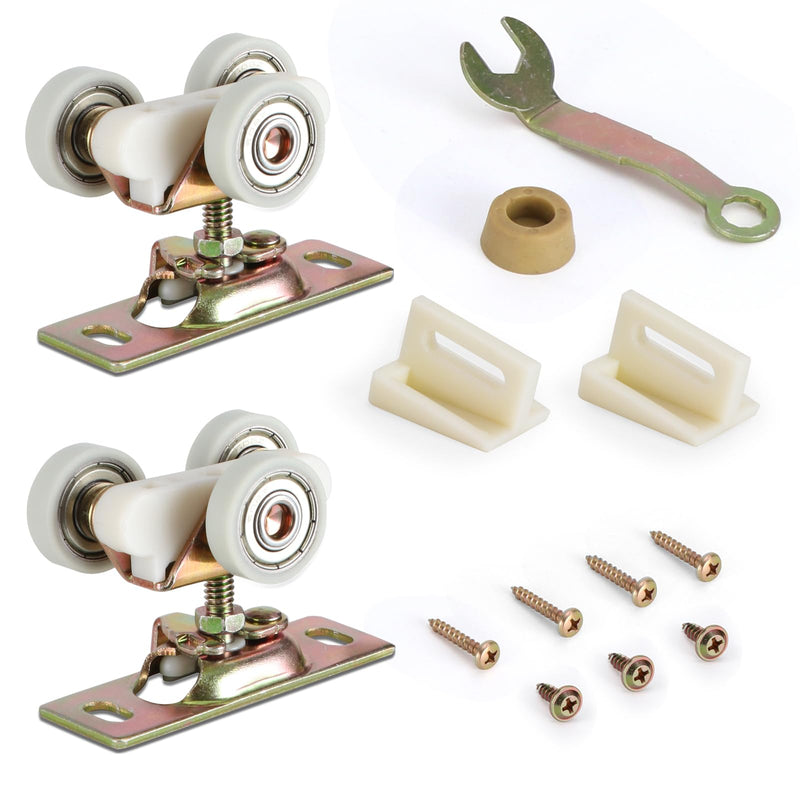 Pocket Door Commercial Grade Hanger Fits Johnson Part #1125 & Upgrades #1500 Hardware Kit, 1" Nylon Ball Bearing, 1-1/4" C.T.C, Min. 1" Thick Doors, 200lbs Capacity. Standard Rollers