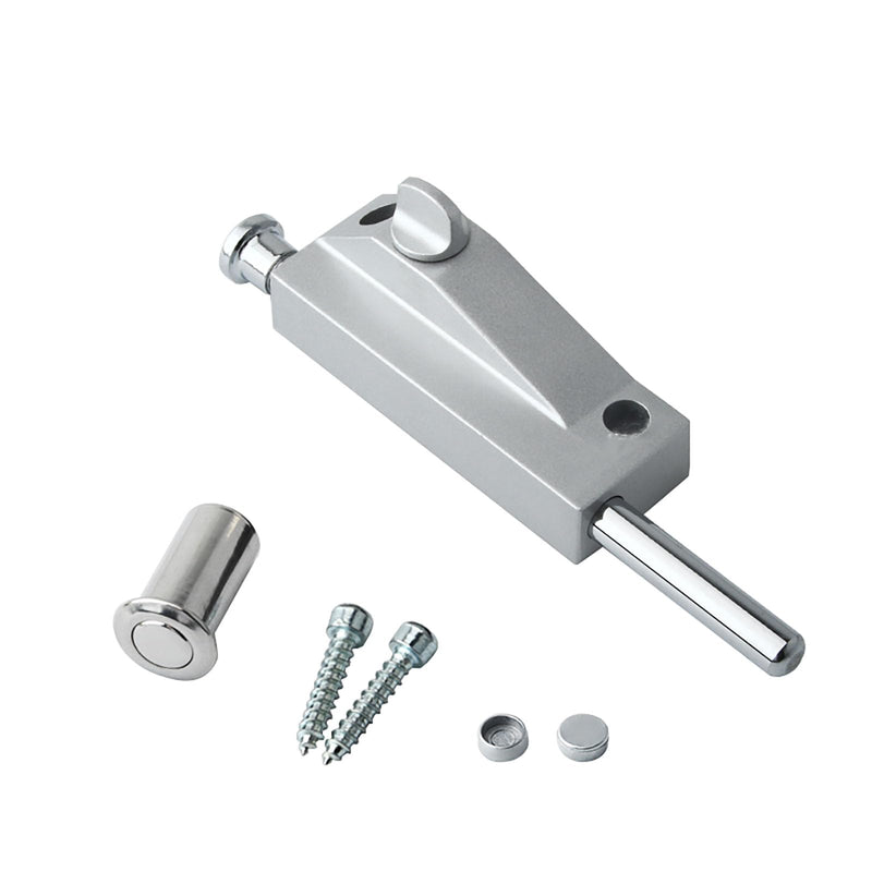 Sliding Patio Door Lock，Sliding Patio Door keyless with Door Latch，for Window Glass Patio Doors Auxiliary Security Lock(Silver)