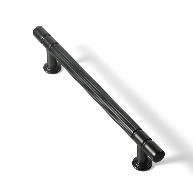 Goo-Ki Black Zinc Alloy Cabinet Handles 6 Pack - 5''(128mm) Hole Center Affordable Luxury Cabinet Pull Hardware for Bedroom, Kitchen, 9621 5'' Hole Center