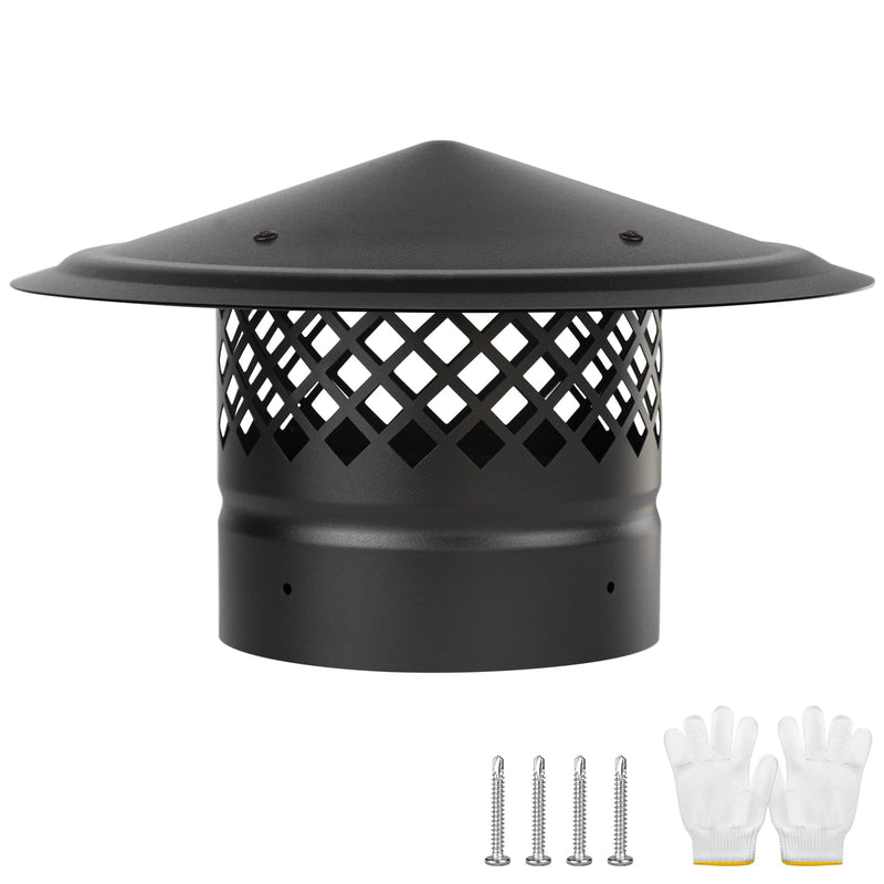 6 Inch Chimney Cap,Cone Top Chimney Cap with Screen,Wood Stove Pipe Cap 6" 6 inch Chimney Cap-Rhombic Screen Galvanized Steel