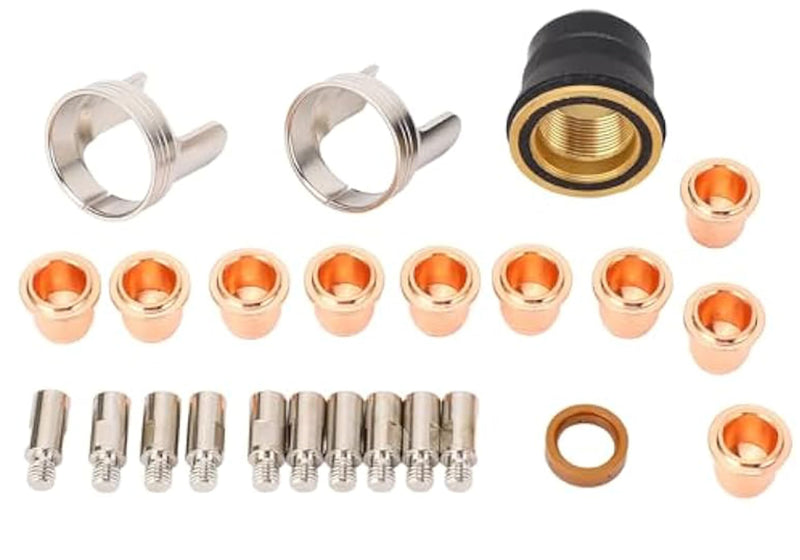 24pcs Plasma Cutting Torch Consumables Sets | Compatible with Most Plasma Cutters Including CUT-55DS Pro/CUT-65DS, IPT40, PT60 (Stainless Steel & Aluminum)