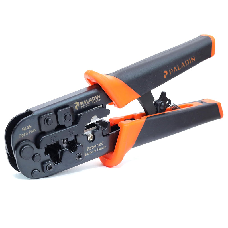 Paladin Tools PA1562 All-in-One Wire Crimper Tool – RJ45, RJ11, RJ22 - Pass-Through & Snagless Crimp Tool - Cut, Strip, Crimp 1562