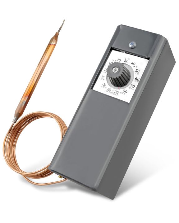 W1609-101 Refrigeratior Thermostat Temperature Controller from -30 Degrees F to 90 Degrees F (-34 Degrees C to 32 Degrees C), Capillary Length 5 Feet