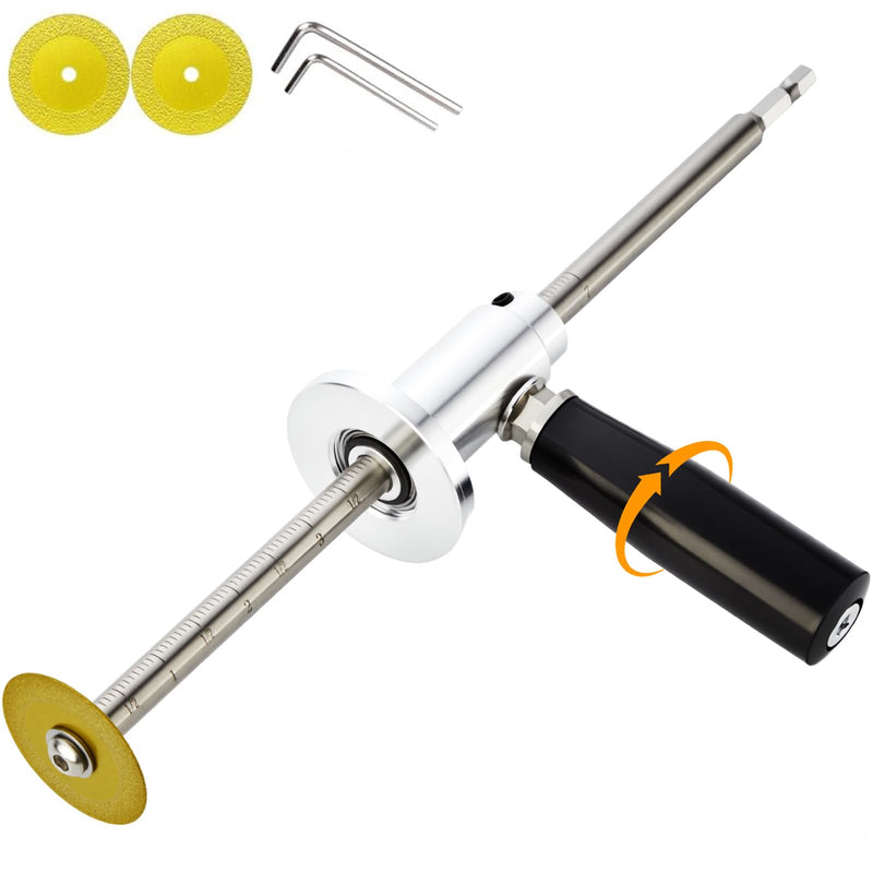 Internal/Inside PVC-ABS Pipe Cutter Tool for Drill,with Handle and 3 Diamond Grit Cutting Wheel,7-Inch Adjustable Cutting Depth,Pvc Pipe Inside Cutter Set with 1/4 Hex Shank Internal Plastic