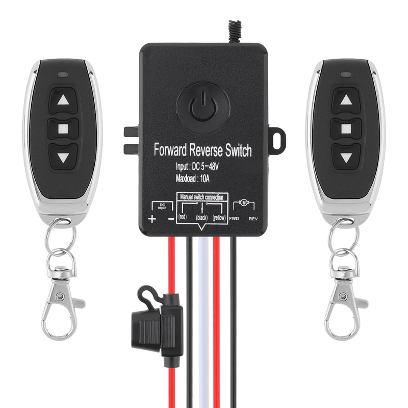 5V-48V 10A DC Motor Wireless Forward Reverse Remote Control Switch Linear Actuator Controller Winch Solenoid Relay Contactor, Forward and Reverse Control Switch