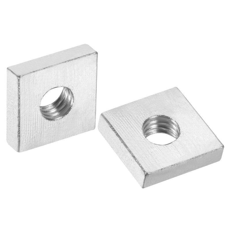 uxcell 10Pcs M6x14mmx4mm Square Nuts, Carbon Steel Zinc Plated Coarse Thread Square Nuts Fasteners for Home Repairs and Professional Engineering, Silver 10