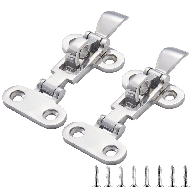 Marine Grade 316 Stainless Steel Heavy Duty Boat Hatch Latch - Anti-Rattle Lockable Toggle Hold Down Clamp, Pontoon Gate & Trailer Hatch Hardware, 2 Pack
