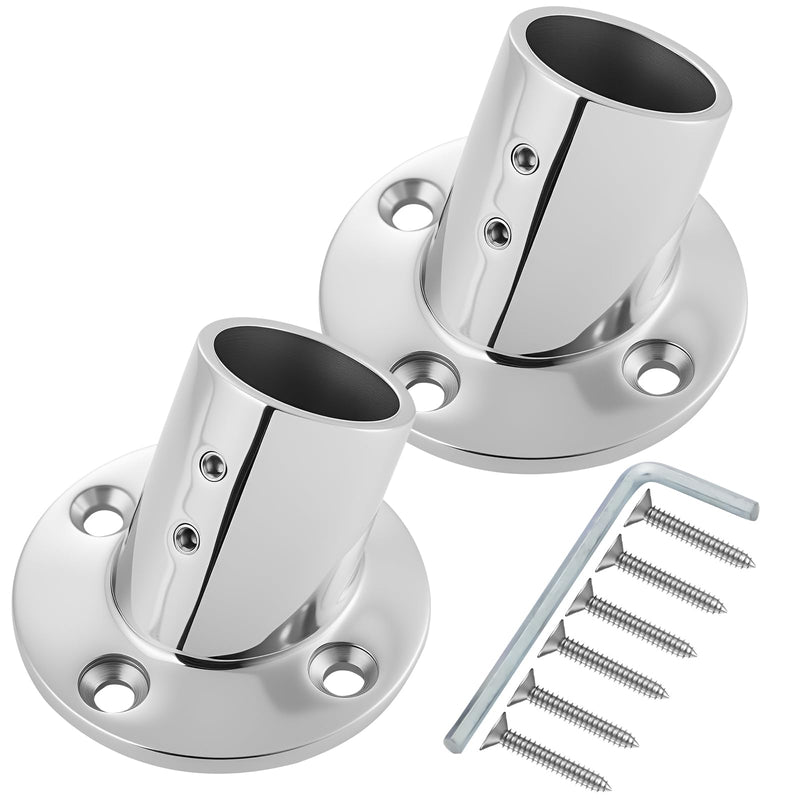 Heavy Duty 316 Stainless Steel Boat Hand Rail Fitting, 1-3/16" Round Base Marine Deck Hardware, Pipe Connector Bracket for Yacht, Pontoon and Center Console (2 PCS) 60 Degree