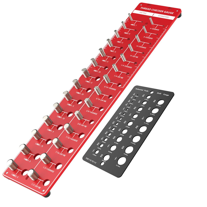 Thread Checker 2 PCS, Nut and Bolt Thread Checker, Aluminum Bolt Size and Thread Gauge, Bolt Size Finder, Wall Mountable or Flat Bolt Thread Identifier with Inch and Centimeter Scale 57 Thread Checker