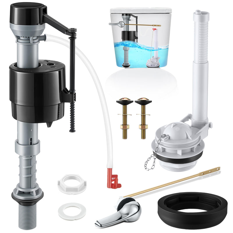 Saillong 3 Inch Toilet Flusher Replacement Kit, Include 3 Inch Adjustable Flush Valve with Flapper, Fill Valve, Front Flush Handle, Rubber Gasket, Bolts, Complete Toilet Parts Inside Tank Kit(1 Pack) 1