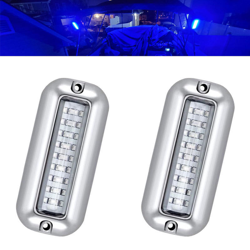 Blue Marine Led Boat Lights,Super Bright Waterproof IP68 316 Stainless Steel Boat Navigation Trailer Transom Led Light,Interior Lamp for Pontoon, Transom,Cruise Ships,Sailboat,Yachts(2 Pcs) Blue