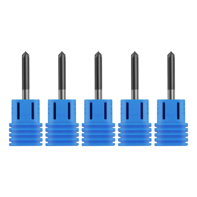 5Pcs 1/8" Solid Carbide End Mills, AlTiN Coating, 4 Flute, Chamfer End Mill for Steel, Single End End Mill Bits, 90° Chamfer Angle, 1/8" Shank Diameter 1/8" 4 Flute