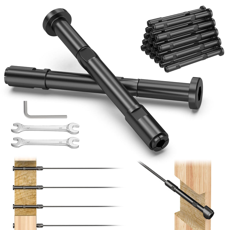 BLIKA 20 Pack 3/16" Black Swageless Invisible Cable Railing Kits 3/16"