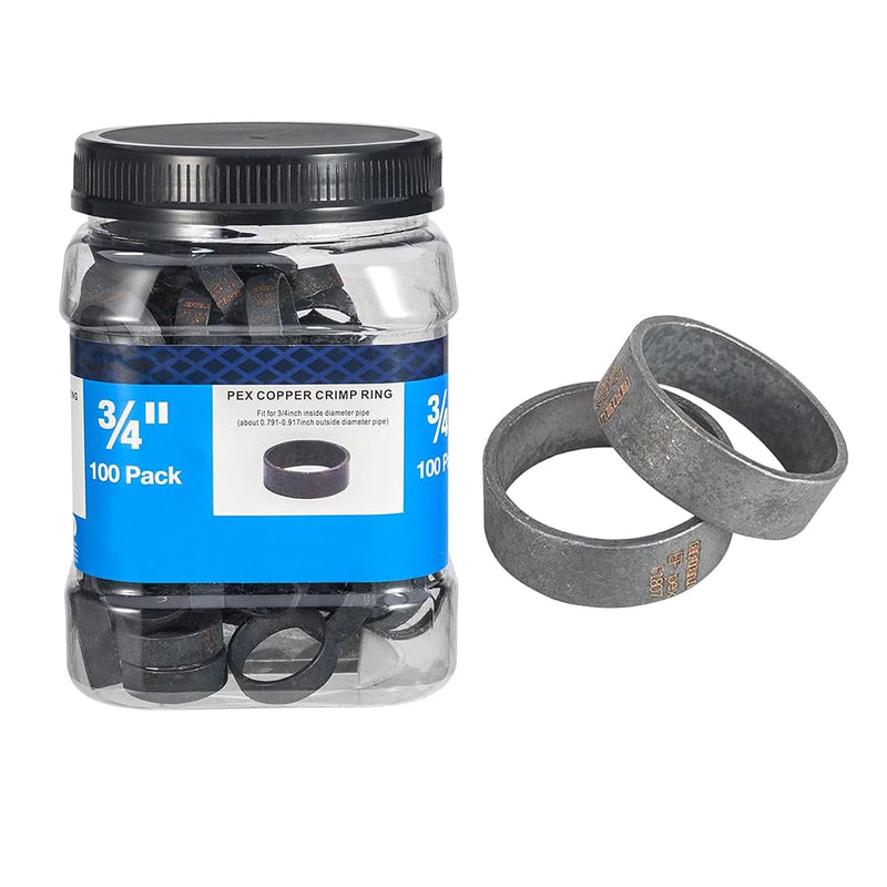 100 Pack Foskan 3/4 Inch PEX Copper Crimp Rings,CLAMP025(100) 100 3/4 Inch(Without End Stop)