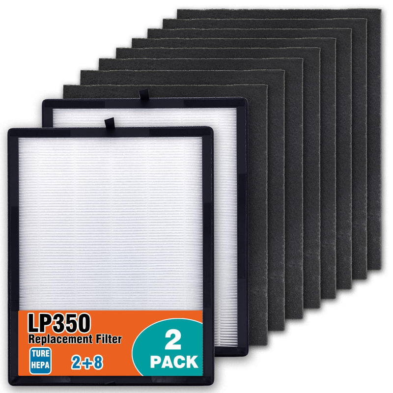 2-pack LP350 Replacement HEPA Filter（2 True HEPA & 8 Pre-Filters Set）Compatible with livepure LP350TH/LP350THP Air Purifiers, fits LP-HF350/LP-PF900