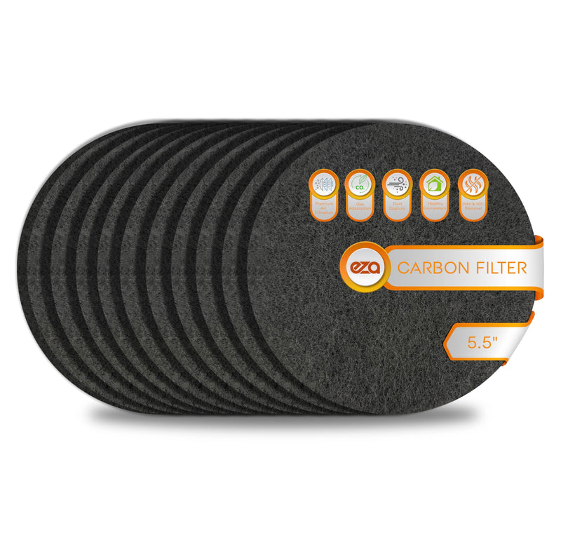 Premium Charcoal Activated Carbon Fiber Replacement Air Filter for Kitchen Compost Bin (10 Pack, Round 5.5") 5.5" x 5.5" x 0.2"