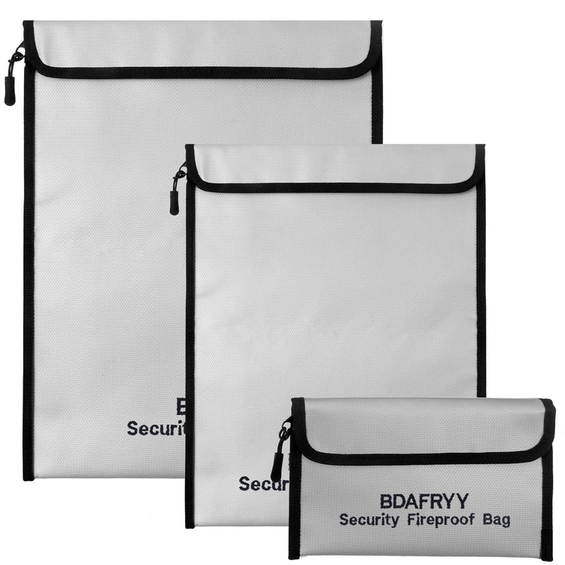 3 Pcs Fireproof Waterproof Money Important Document Bag(2000℉),Fire Proof Bag for Documents,Fire Proof Money Bag for Cash,for A4 A5 Documents Holder,Cash,Passport,Tablet,Laptop,File,Jewelry Fireproof document bag- 3pcs