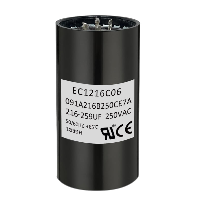 EC1216C06 Upgraded Start Capacitor 216-259uF 250V | Exact OEM Replacement For EC1216C06, Wide Compatibility Durable Reliable Powerful Motor Startup