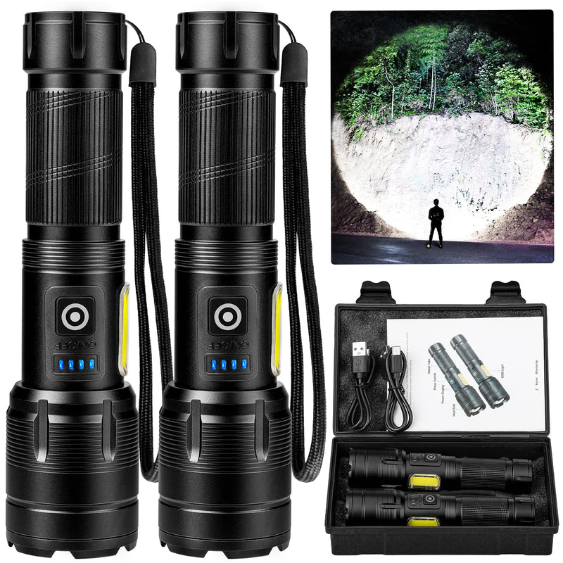 Rechargeable LED Flashlights High Lumen,99,000 Lumens Super Bright Flashlight,Powerful Flash Light 7 Modes with COB Work Light Waterproof for Home Outdoor Camping Hiking