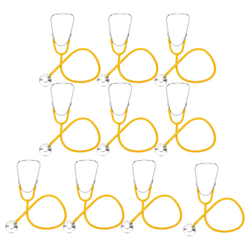 Single Head Stethoscope, 22 inch Tubing, Aluminum Chestpiece, Yellow 10 Pack