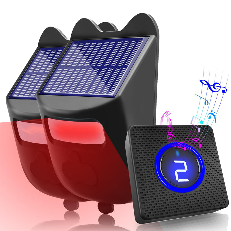 Solar Driveway Alarms Wireless Outside Weatherproof Motion Sensor & Detector for 1000ft Long Range, No Need Replace Batteries Security Car Alert System Monitor and Gate Alarm System