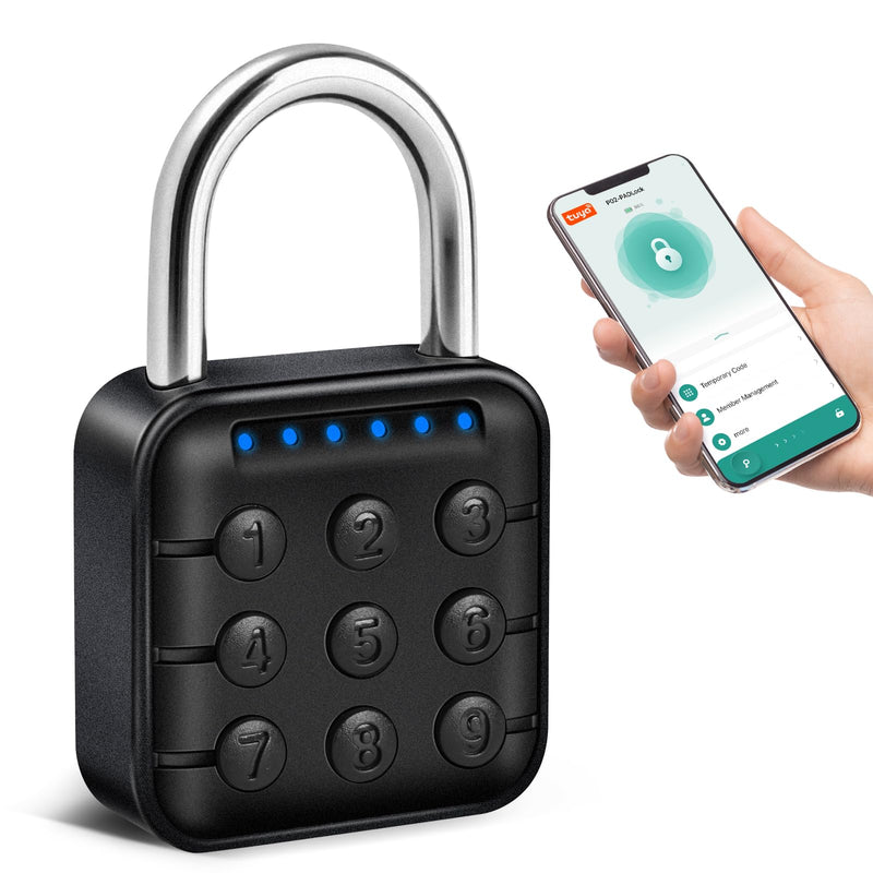 Smart Combination Lock for Locker, Digital Padlock for Gym Locker Lock with APP, 6 Digit Combination Lock, Waterproof Outdoor Gate Lock Padlock for School, Gym, Fence, Travel