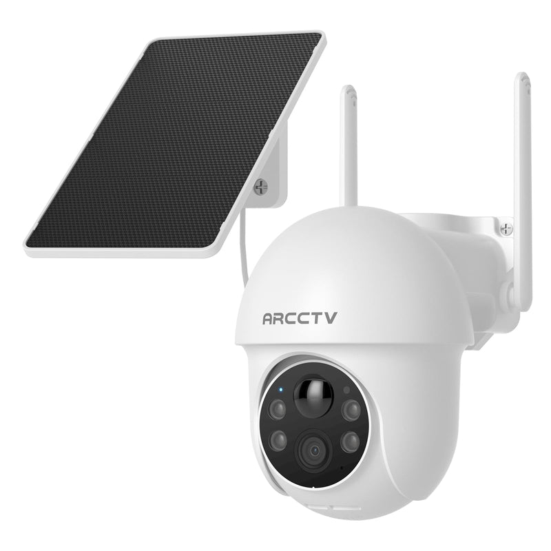 Solar Security Cameras Wireless Outdoor, 4MP 360° View Battery Powered Outdoor Camera, Night Vision with Spotlight, 2-Way Audio, PIR Motion Sensor, 2.4G/5G Dual Band WiFi, SD/Cloud Storage 1 Pack