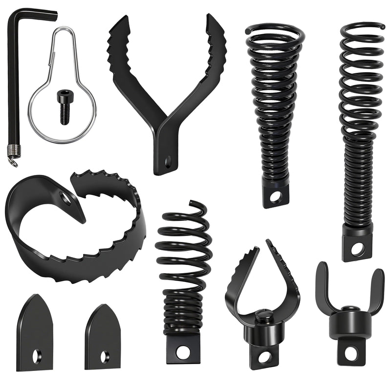 9 PCS Drain Snake Drill Attachment,Drain Cleaner Combination Cutter Head,Root Cutter For Drain Cleaning,Used in 50ft-100ft Ac Drain Cleaning Machine,for 5/16” To 3/4” Drain Snake Cables