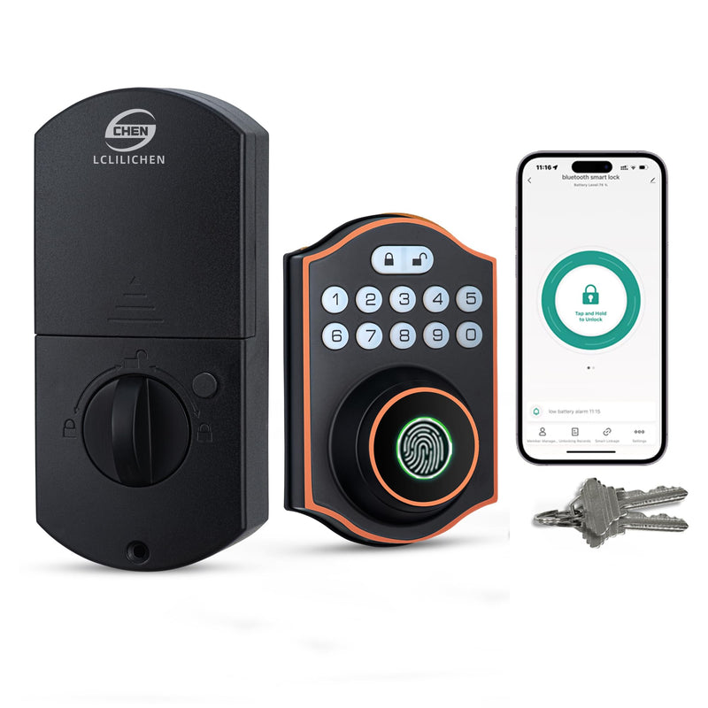 Smart Fingerprint Door Lock, Keyless Entry Deadbolt with Electronic Keypad, Bluetooth App Control, One Time Code, IP65 Weatherproof, for Front Door/Home/Office (Oil Rubbed Bronze) Oil Rubbed Bronze