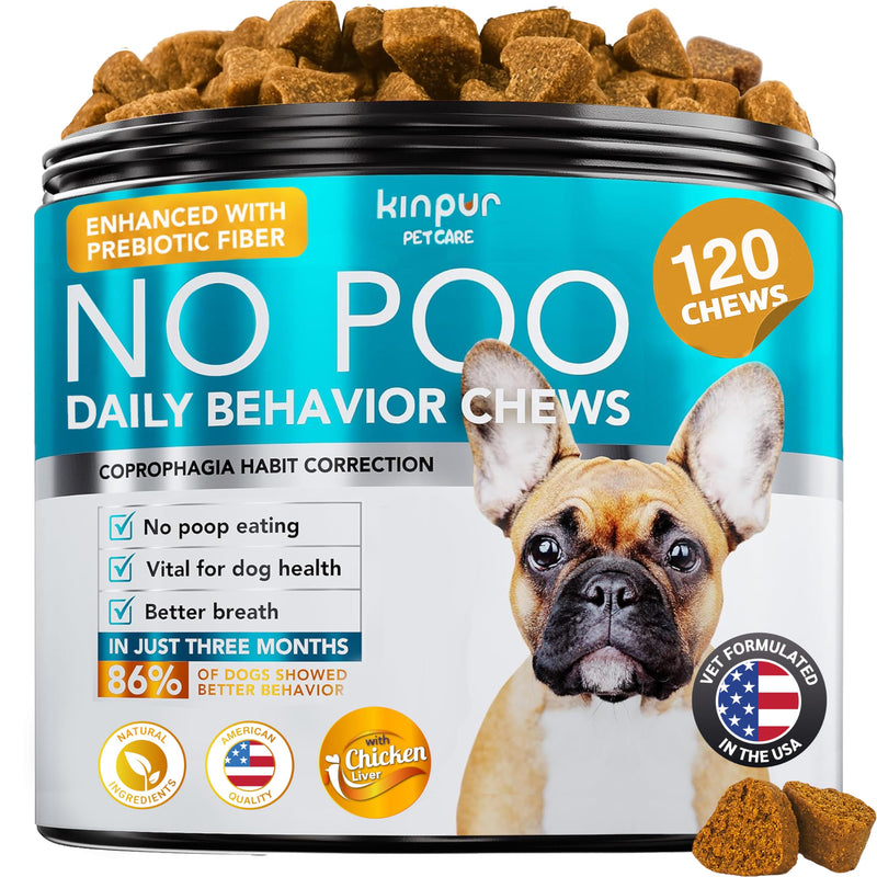 No Poo Chews for Dogs – Stool Eating Deterrent for Dogs with Probiotics & Digestive Enzymes – Coprophagia Deterrent for Dogs, Dog Gut Health Probiotics & Freshen Breath Support – 120 Bites Blue