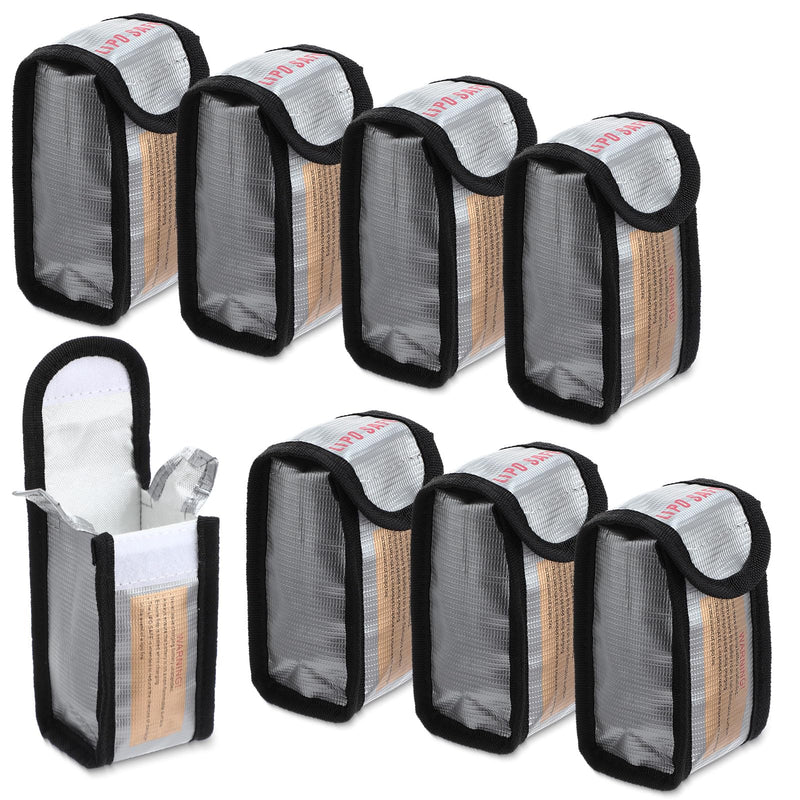 Aliceset 8 Pcs Lipo Battery Bag Lithium Battery Storage, Fireproof and Explosion Proof Bags Guard Safe Pouches 125 mm for Charging Home Travel Office Supplies 125 x 50 x 64 mm