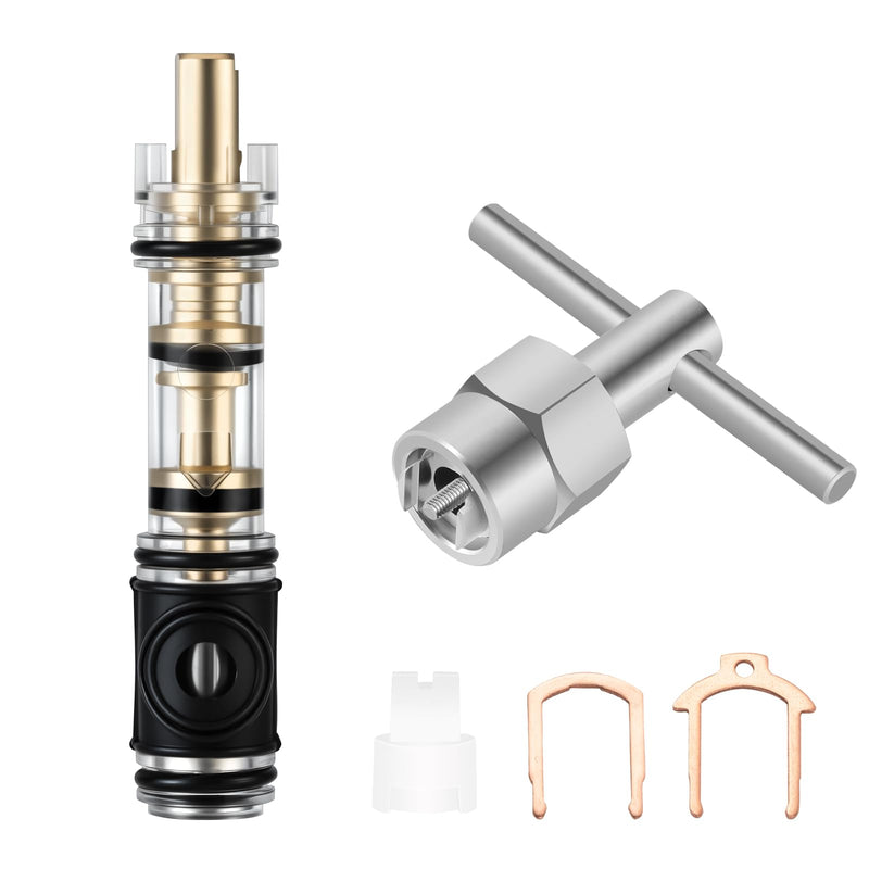 1 Pack Dual Seal 1225 Replacement Cartridge With 104421 Cartridge Removal Tool, for Moen 1225 1225B, One Handle Bathroom Faucet Cartridge, for Single Handle Faucet/Showers, Brass 1