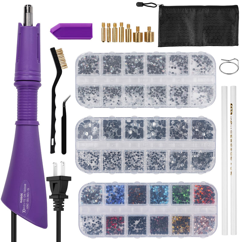 Maxmartt Hotfix Applicator Tool, DIY Hot Fix Rhinestone Setter, Quick Heating Hot Fix Wand Rhinestone, DIY Applicator Embellishment Tools, for Setting Rhinestones and Beads (Purple) purple