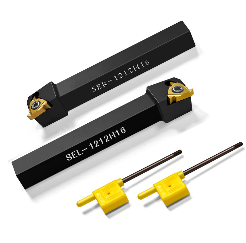 1/2" SEL1212H16 + SER1212H16 Tool Holders CNC Thread Turning Holders + 16ER/16IR AG60 Carbide Threading Inserts with Wrenches