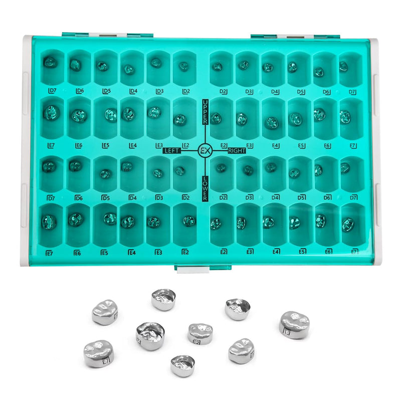 Dental Preformed Temporary Crown Molar Metal Orthodontic Material 48Pcs | Primary Molar Stainless Steel Teeth Crown Dentistry Therapy Tools For Kid and Adult