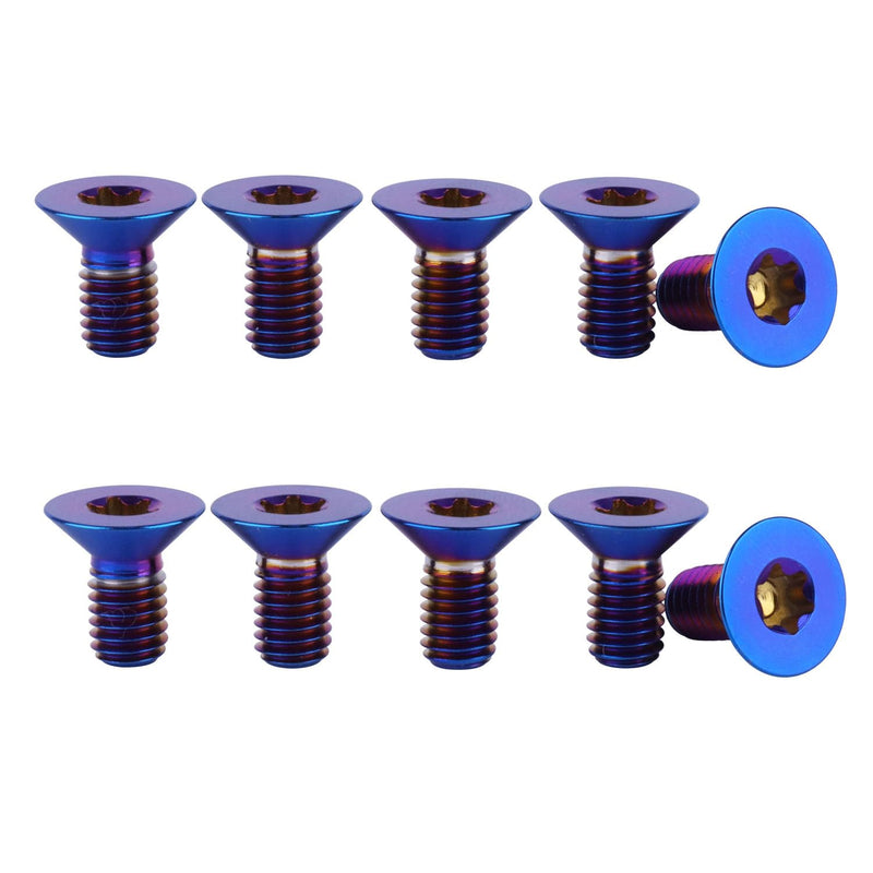 Titanium Torx Bolt M5x10mm Countersunk Flat Head Screw Pack of 10 (Burnt Blue) Burnt blue
