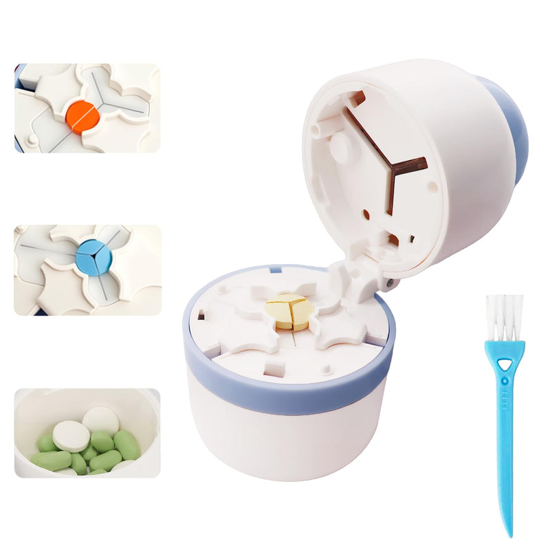 Pill Cutter 1/3 Pill Splitter for Small and Large Pills with Stainless Steel Blade for Cutting Pills in one Third or Half, Portable Pill Organizer, Ideal for Cutting Tablets, Vitamins Blue-3